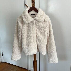 NWT - Lulus Ivory Collared Teddy Jacket